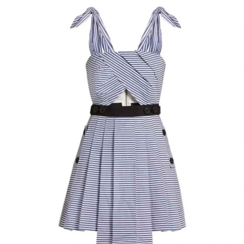 Self-Portrait Blue and White Striped Mini Dress - Picture 4 of 10